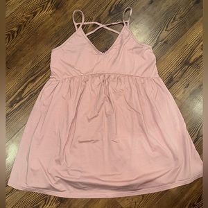 Pink babydoll sundress with cross back